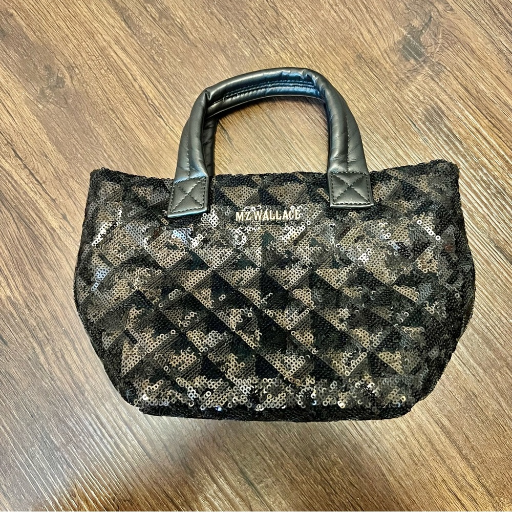 MZ Wallace Black Quilted Sequin Tote